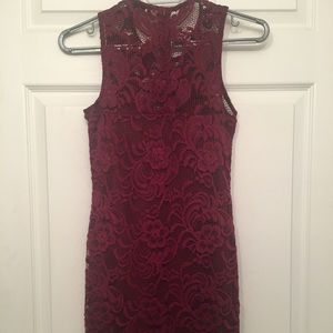 Magenta Lace Fitted Dress